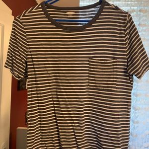 White and blue striped boyfriend shirt